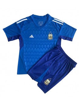 Otroški Nogometna dresi replika Argentina Vratar Gostujoči SP 2022 Kratek rokav (+ hlače)